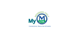 green blue and white logo with the words My MCOA