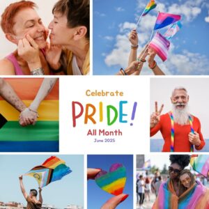 Collage of photos celebrating pride month